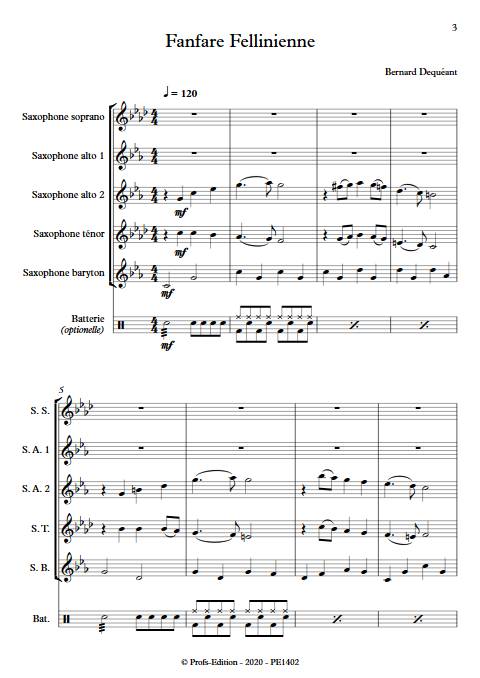 Fanfare Fellinienne - Quintette de Saxophones - DEQUEANT B. - app.scorescoreTitle