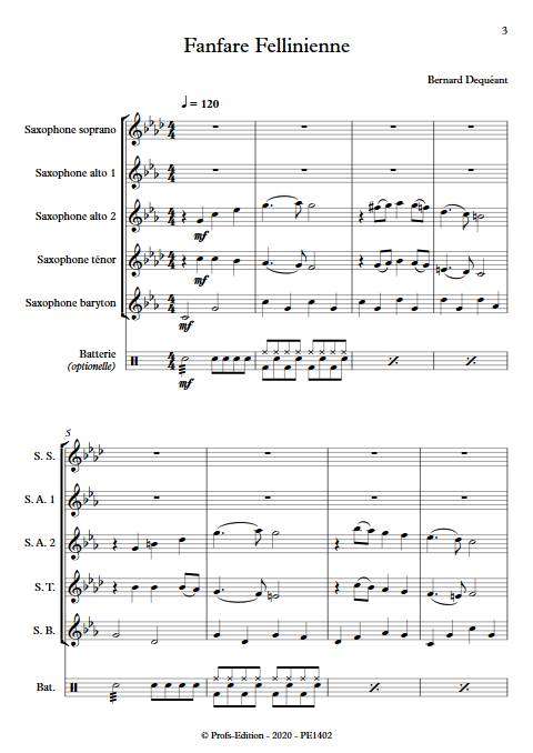 Fanfare Fellinienne - Quintette de Saxophones - DEQUEANT B. - Partition