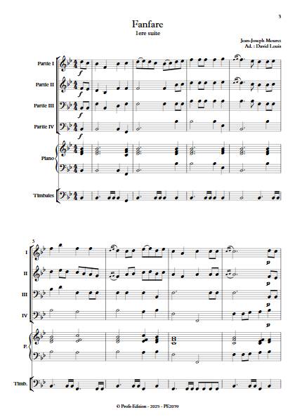 Fanfare 1ere suite - Ensemble Variable - MOURET J. J. - Partition