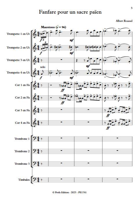 Fanfare pour un sacre païen - Ensemble de cuivres - ROUSSEL A. - Partition