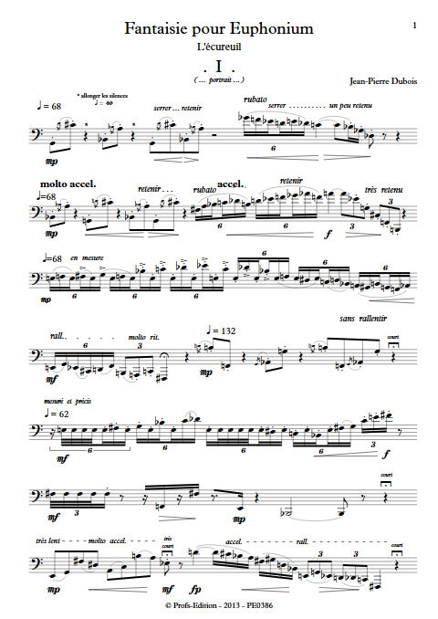 Fantaisie - Euphonium Solo - DUBOIS J-P - Partition