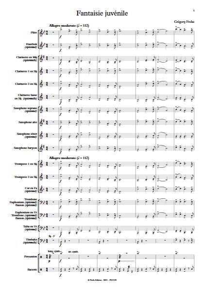 Fantaisie Juvénile - Orchestre d'Harmonie - FRELAT G. - Partition