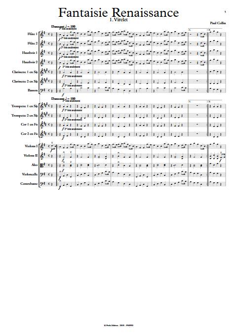 Fantaisie Renaissance - Orchestre Symphonique - COLLIN P. - Partition