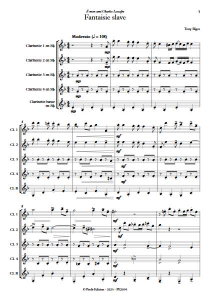 Fantaisie slave - Ensemble de Clarinettes - BIGOT T. - Partition