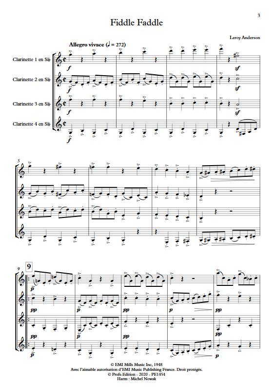 Fiddle Faddle - Quatuor de Clarinettes égales - ANDERSON L. - app.scorescoreTitle