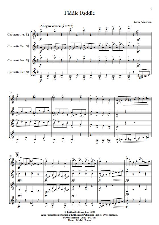 Fiddle Faddle - Quatuor de Clarinettes égales - ANDERSON L. - Partition