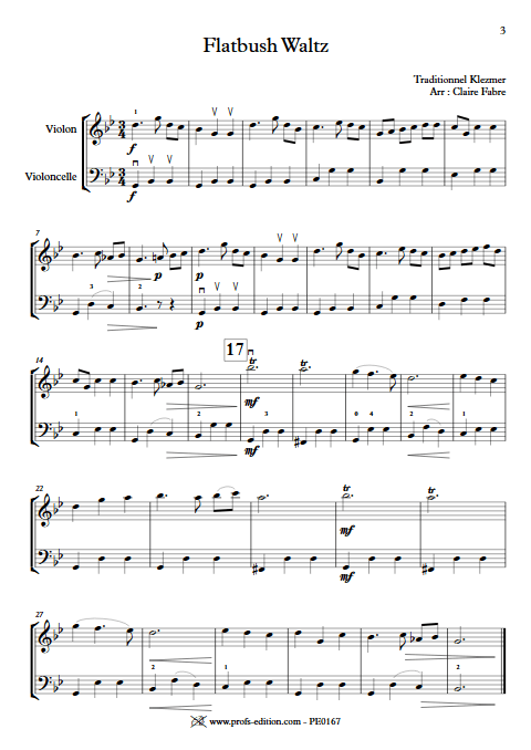 Flatbush Waltz - Duo Violon Violoncelle - TRADITIONNEL KLEZMER - Partition