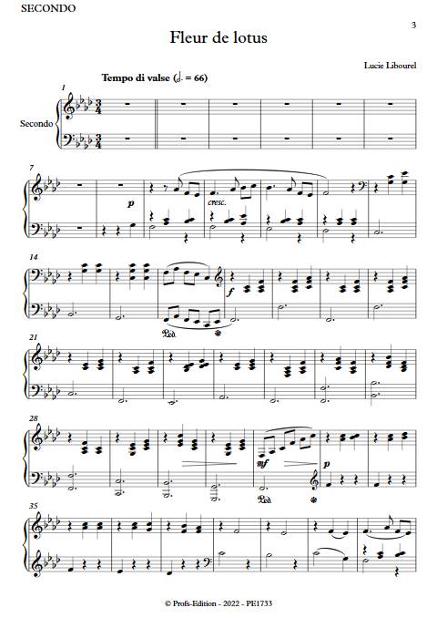 Fleur de lotus - Piano 4 mains - LIBOUREL L. - Partition