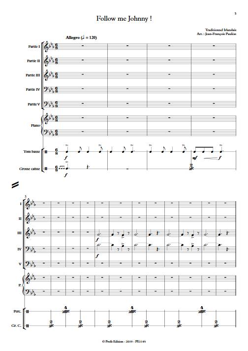 Follow me Johnny - Ensemble variable - TRADITIONNEL IRLANDAIS - Partition