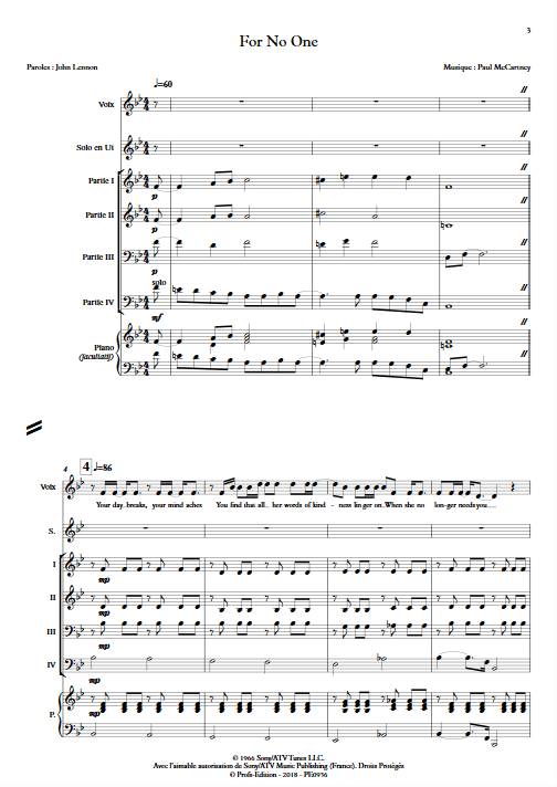 For no One - Ensemble Variable - MCCARTNEY P. - app.scorescoreTitle