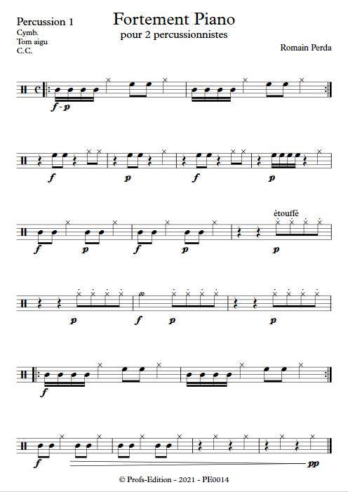 Fortement Piano - Duo Percussions - R. PERDA - page de garde