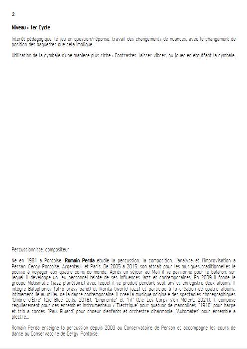 Fortement Piano - Duo Percussions - R. PERDA - Partition