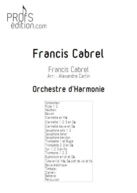 Francis Cabrel - Orchestre d'harmonie - CABREL F. - page de garde