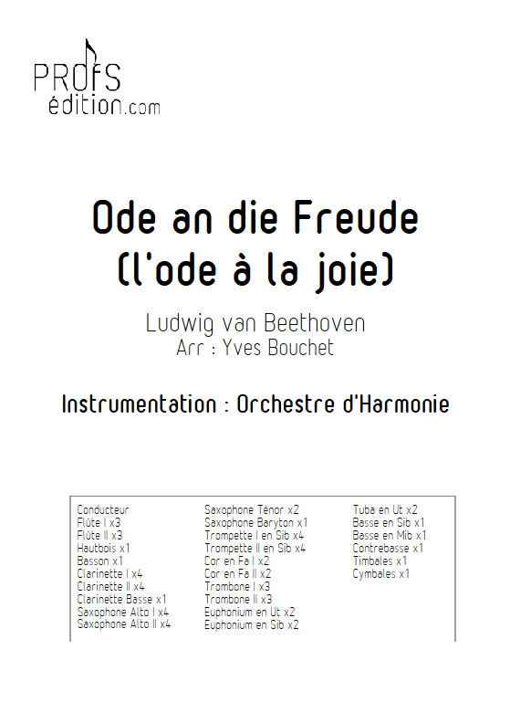 L'hymne à la joie - Orchestre Harmonie - BEETHOVEN L. V. - page de garde