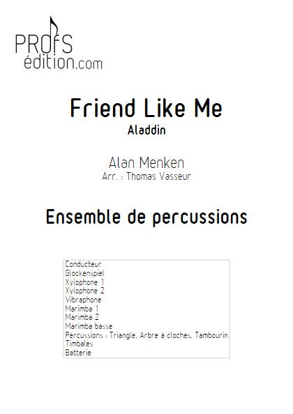 Friend Like Me (Je suis ton meilleur Ami) - Aladdin - Ensemble de percussions - MENKEN A. - page de garde