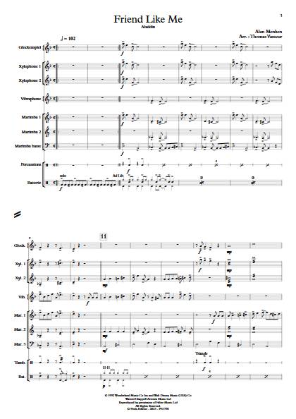 Friend Like Me (Je suis ton meilleur Ami) - Aladdin - Ensemble de percussions - MENKEN A. - Partition