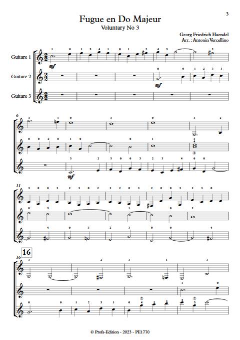 Fugue en Do Majeur - Trio de Guitares - HAENDEL G. F. - app.scorescoreTitle