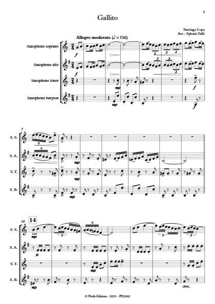 Gallito - Quatuor de Saxophones - LOPE S. - Partition