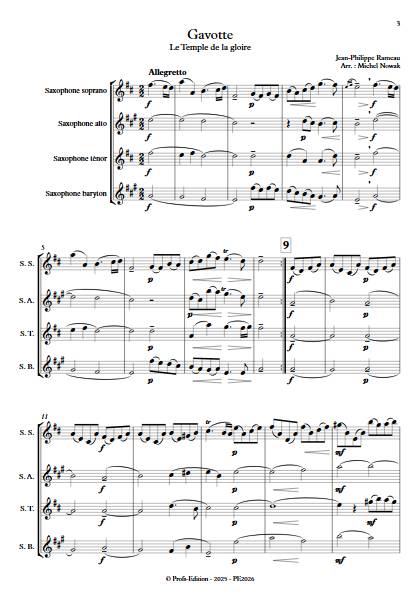 Gavotte (Le Temple de la gloire) - Quatuor de Saxophones - RAMEAU J.P. - Partition
