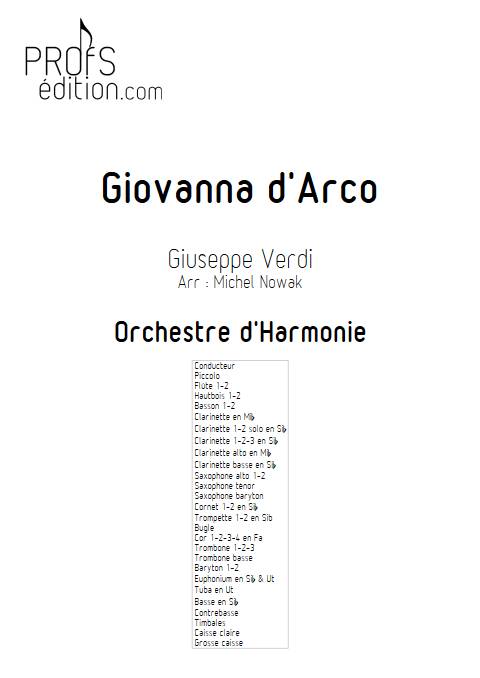 Giovanna d'Arco - Orchestre d'Harmonie - VERDI G. - page de garde