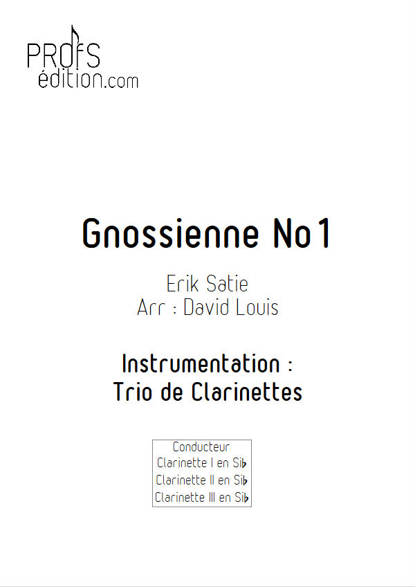 Gnossienne n°1 - Trio Clarinettes - SATIE E. - page de garde