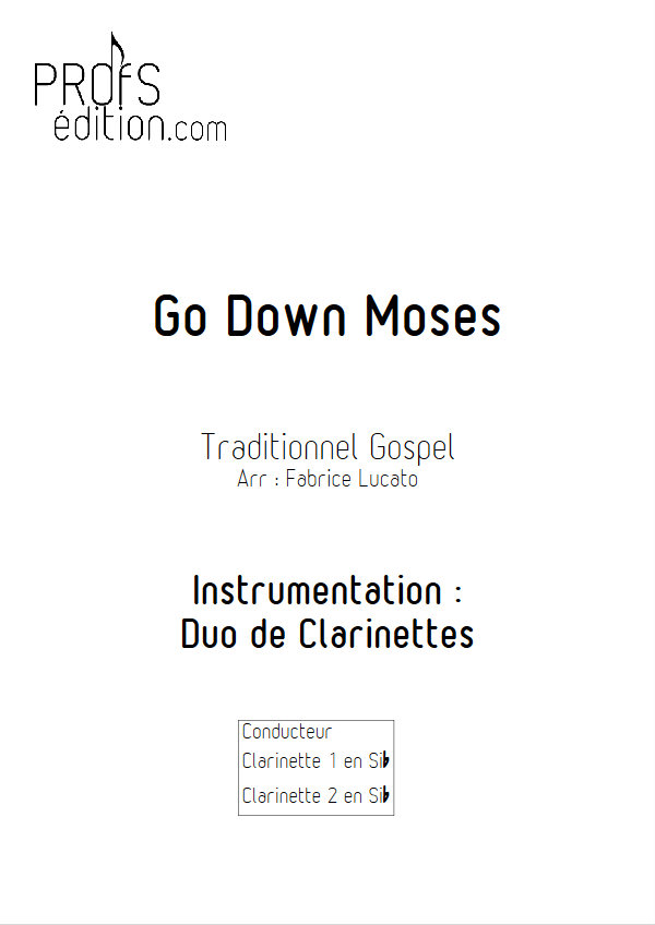 Go Down Moses - Duo de Clarinettes - TRADITIONNEL GOSPEL - page de garde