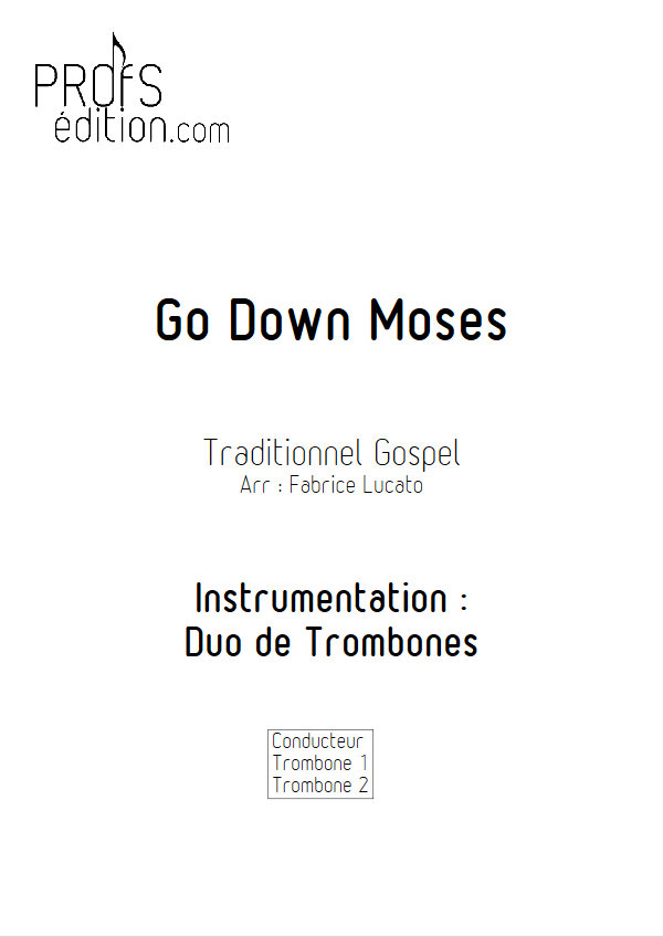 Go Down Moses - Duo de Trombones - TRADITIONNEL GOSPEL - page de garde