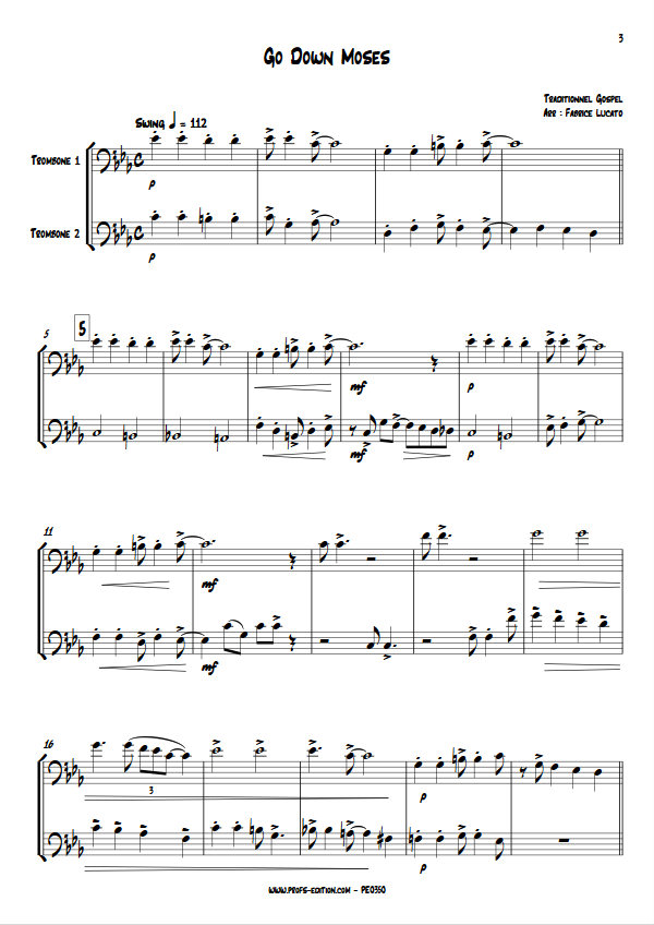 Go Down Moses - Duo de Trombones - TRADITIONNEL GOSPEL - app.scorescoreTitle