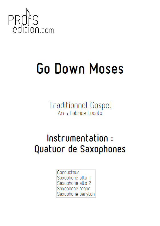 Go Down Moses - Quatuor de Saxophones - TRADITIONNEL GOSPEL - page de garde