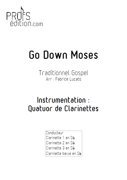 Go Down Moses - Quatuor de Clarinettes - TRADITIONNEL GOSPEL - page de garde