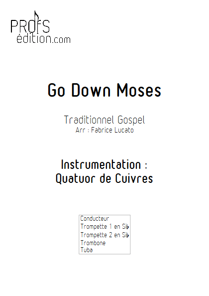 Go Down Moses - Quatuor de Cuivres - TRADITIONNEL GOSPEL - page de garde