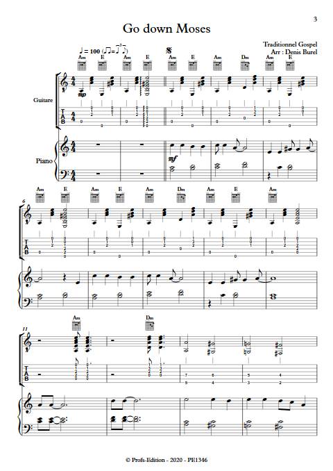 Go down Moses - Guitare & Piano - GOSPEL - Partition