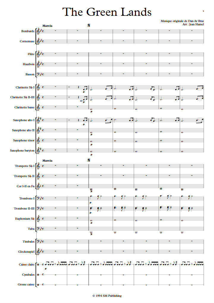 The Green Lands - Orchestre d'Harmonie - DAN AR BRAZ - Partition