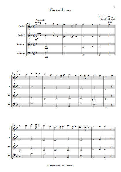 Greensleeves - Ensemble à Géométrie Variable - TRADITIONNEL ANGLAIS - Partition