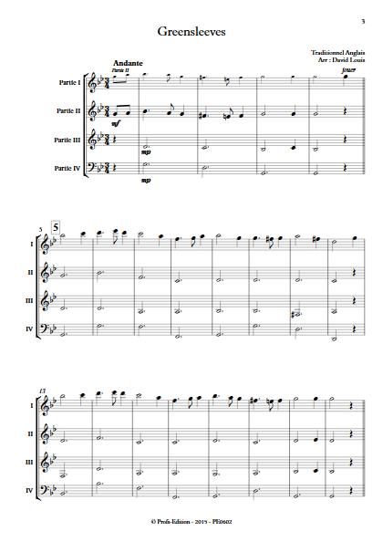 Greensleeves - Ensemble à Géométrie Variable - TRADITIONNEL ANGLAIS - app.scorescoreTitle