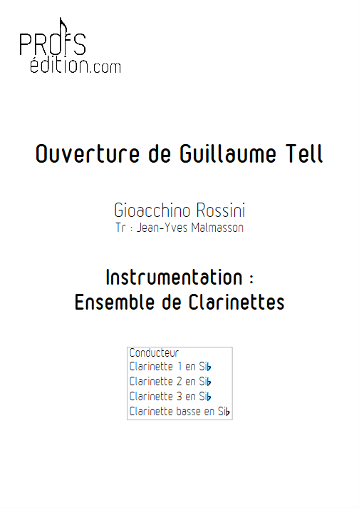 Guillaume Tell - Ensemble de Clarinettes - ROSSINI G. - page de garde