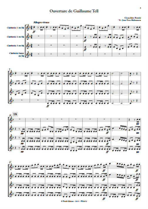 Guillaume Tell - Ensemble de Clarinettes - ROSSINI G. - Partition