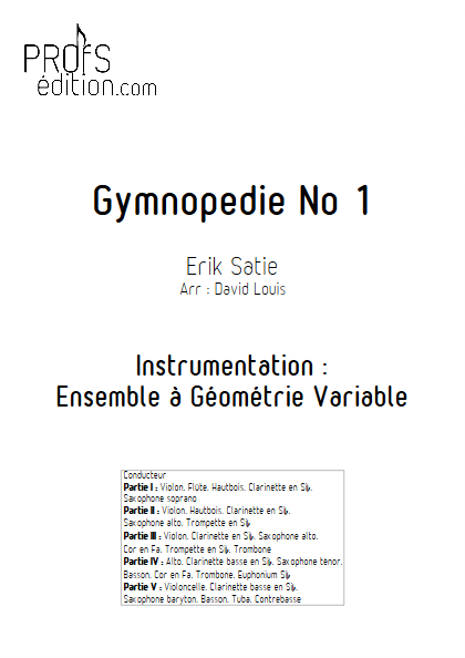 Gymnopédie N°1 - Ensemble à Géométrie Variable - SATIE E. - page de garde