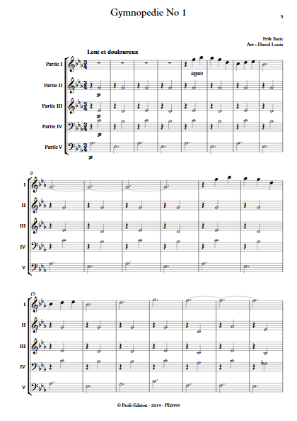 Gymnopédie N°1 - Ensemble à Géométrie Variable - SATIE E. - Partition