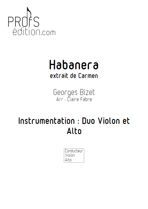 Habanera - Duo Violon et Alto - BIZET G. - page de garde