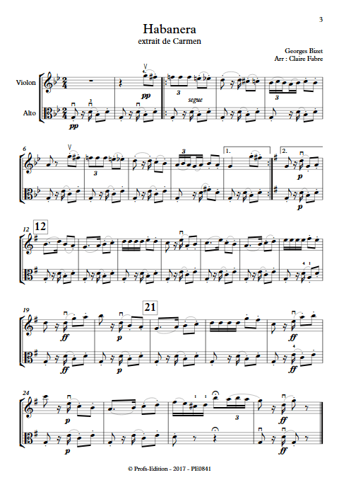 Habanera - Duo Violon et Alto - BIZET G. - app.scorescoreTitle
