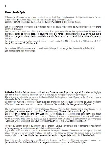 Habanera - Trio de Harpes - BIZET G. - Fiche Pédagogique