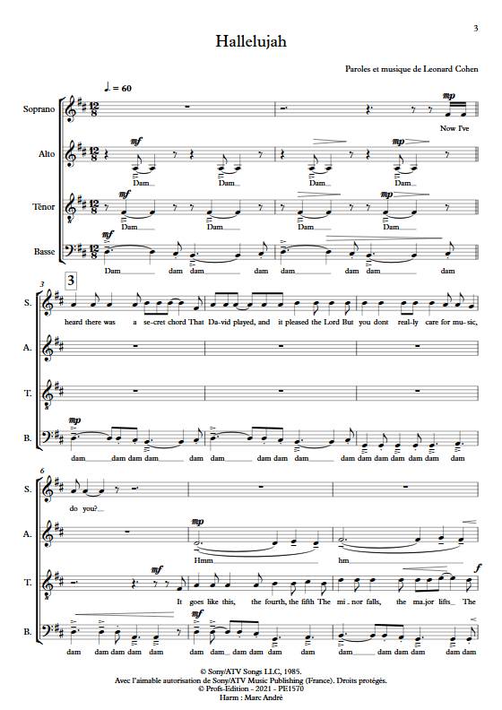 Hallelujah - choeur mixte - COHEN L. - Partition