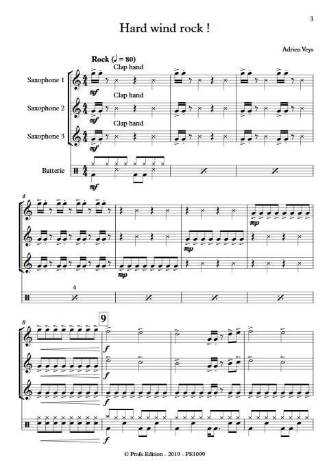 Hard wind rock ! - Trio de Saxophones - VEYS A. - Partition