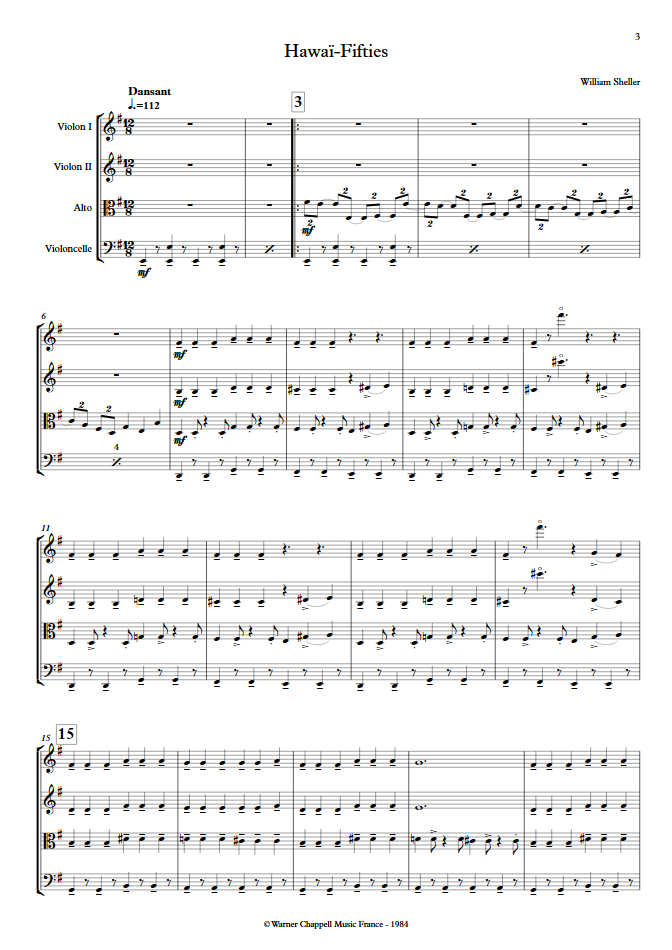 Hawaï Fifties - Quatuor à Cordes - SHELLER W. - app.scorescoreTitle
