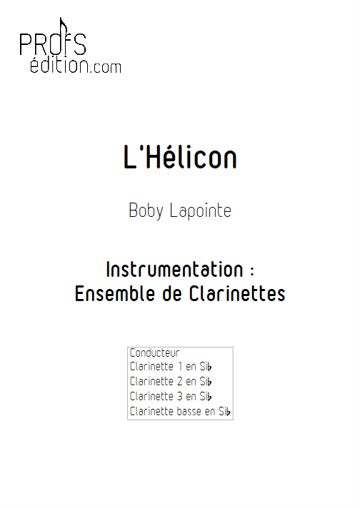 l'Hélicon - Ensemble de Clarinettes - LAPOINTE B. - page de garde