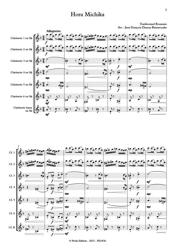 Hora Michika - Ensemble de Clarinettes - TRADITIONNEL ROUMAIN - Partition