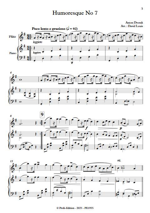 Humoresque No 7 - Flûte ou Violon & Piano - DVORAK A. - Partition