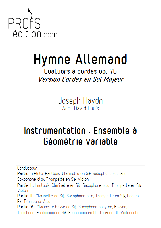 Hymne Allemand - Ensemble à Géométrie Variable - HAYDN J. - page de garde