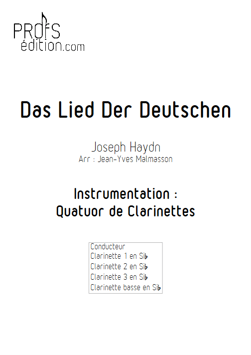 Hymne Allemand - Quatuor de Clarinettes - HAYDN J. - page de garde